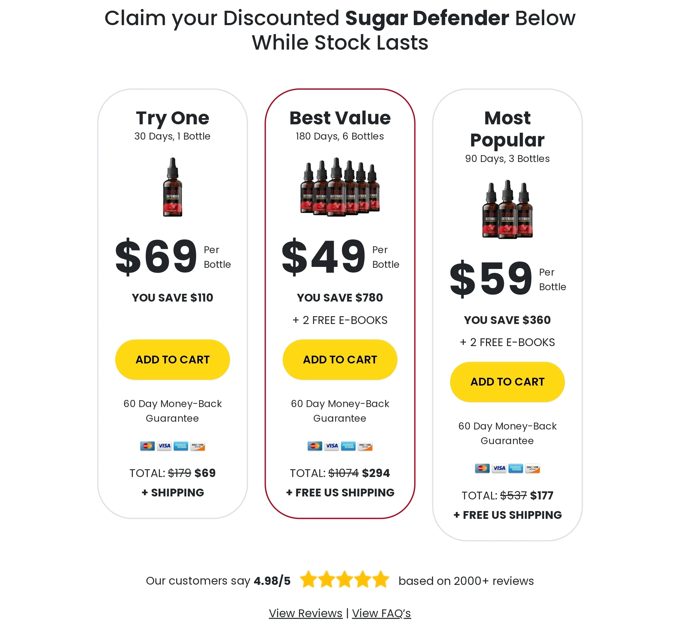 Sugar Defender Pricing